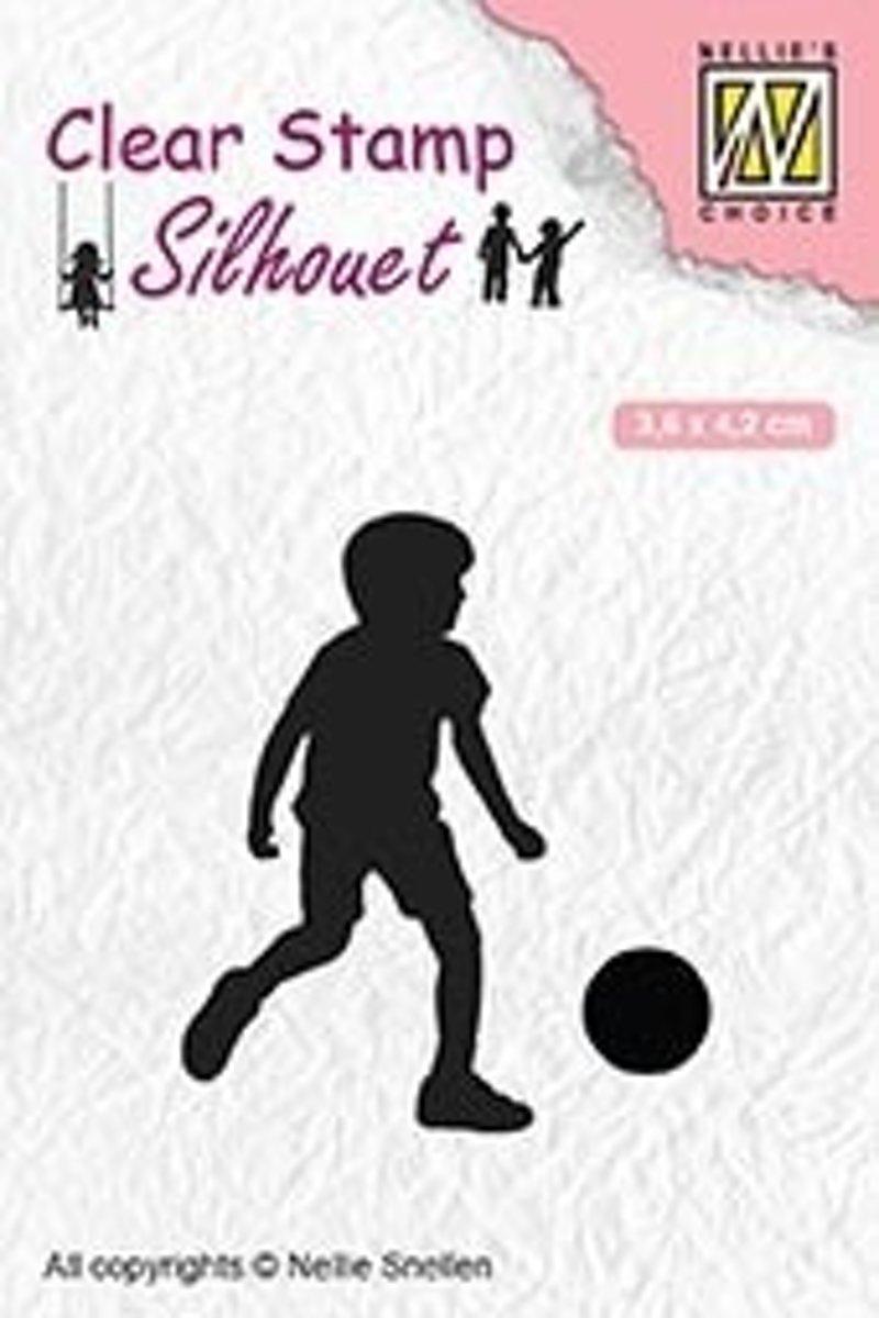 SIL049 Clear stamps silhouette Childrs play football player